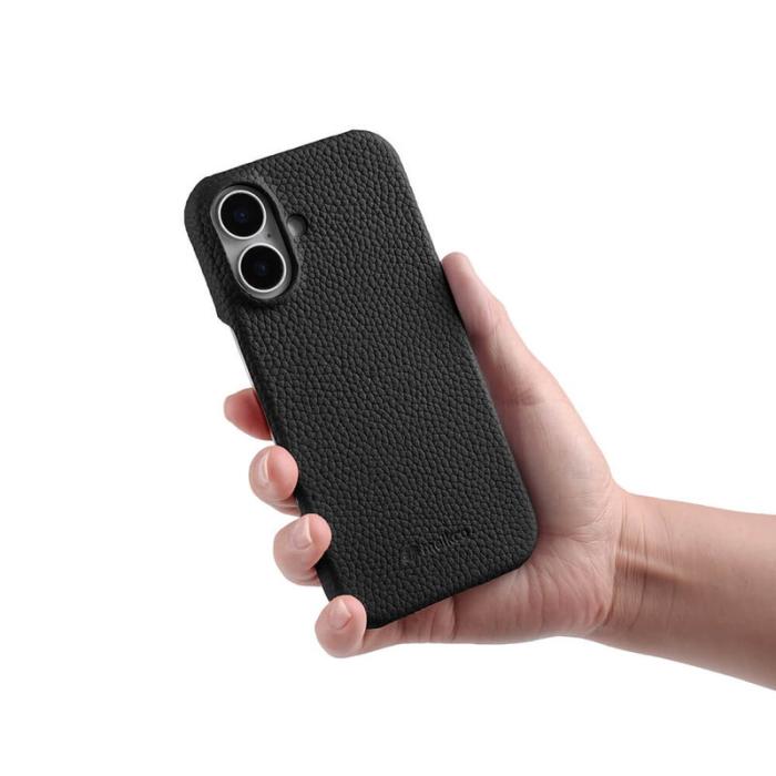 Melkco - MELKCO iPhone 16 Plus Fodral Äkta Läder PC Svart