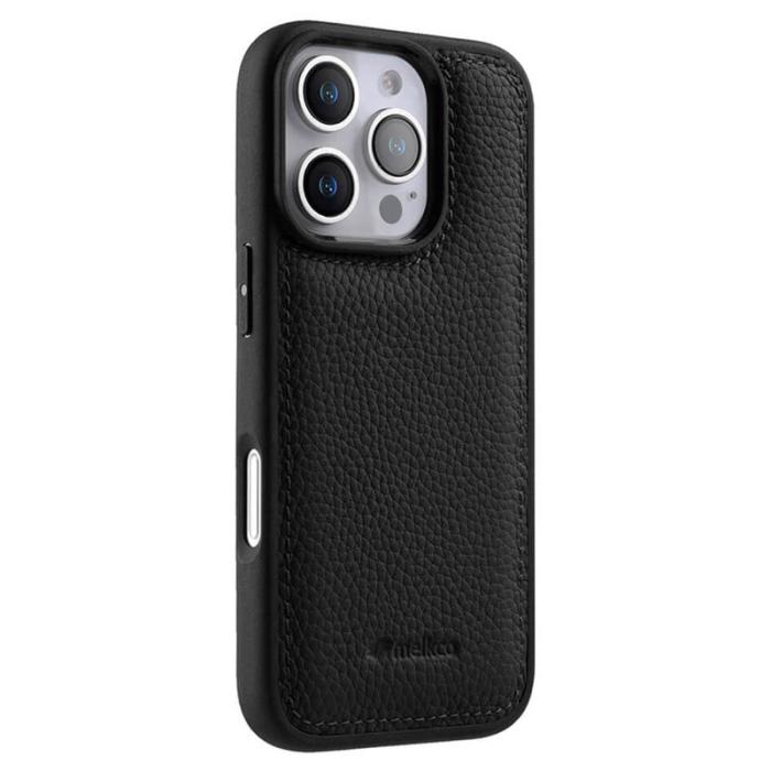 Melkco - MELKCO iPhone 16 Pro Fodral Äkta Läder Belagt PC - Svart