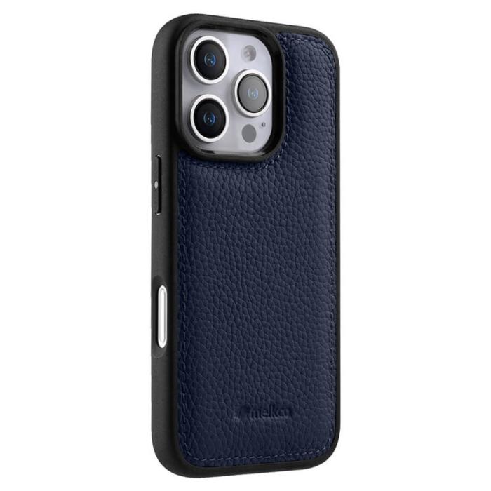 Melkco - MELKCO iPhone 16 Pro Fodral Äkta Läder PC - Mörkblå