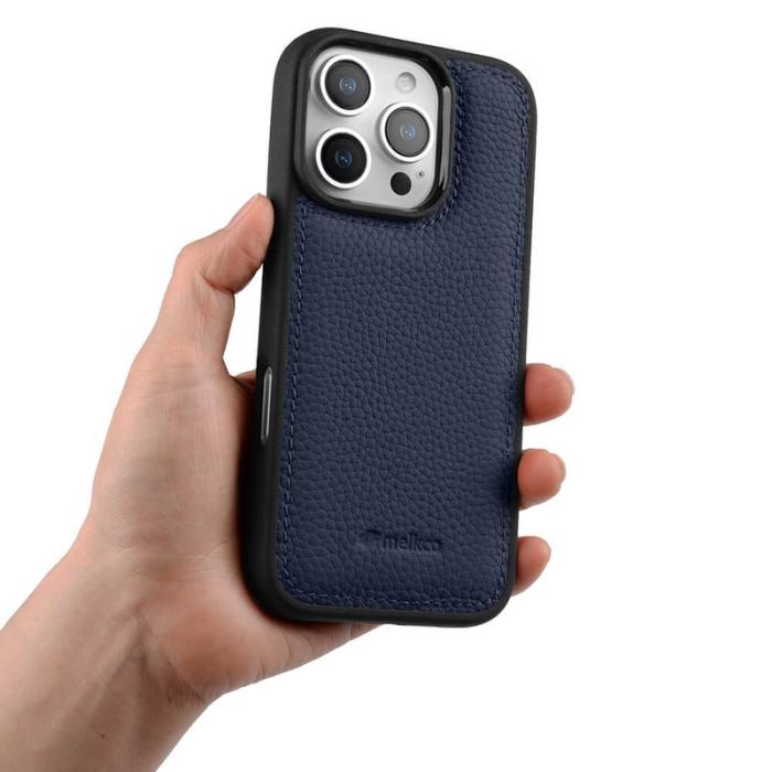 Melkco - MELKCO iPhone 16 Pro Fodral Äkta Läder PC - Mörkblå