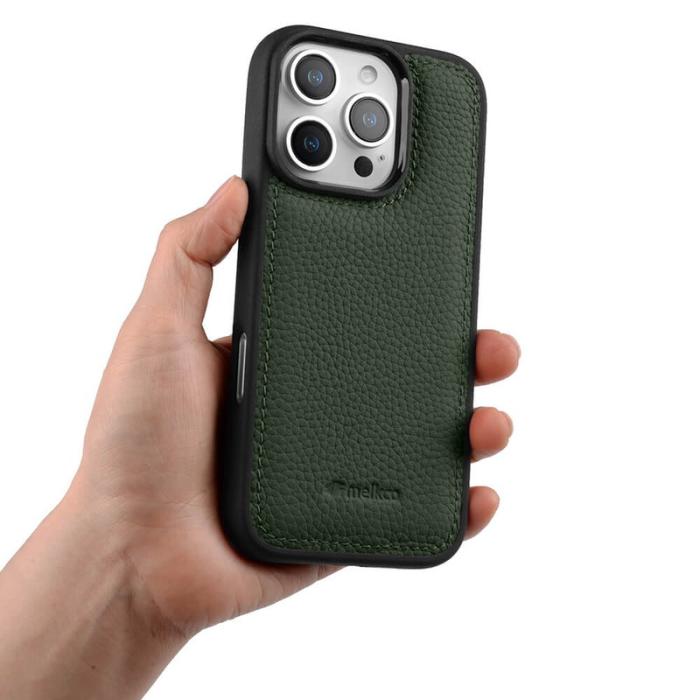 Melkco - MELKCO iPhone 16 Pro Fodral Äkta Läder PC Grön