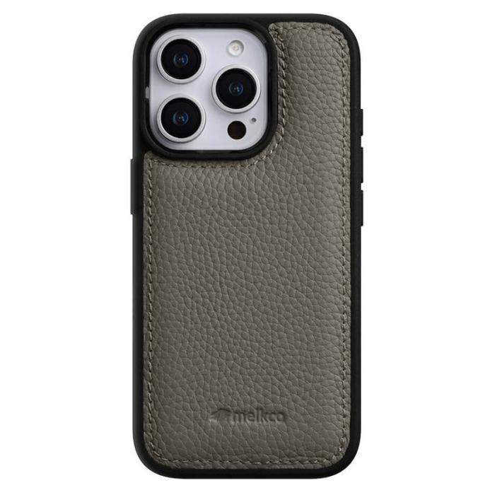 Melkco - MELKCO iPhone 16 Pro Fodral Äkta Läder PC Grå