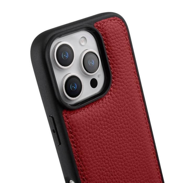 Melkco - MELKCO iPhone 16 Pro Fodral Äkta Läder Belagt PC - Röd
