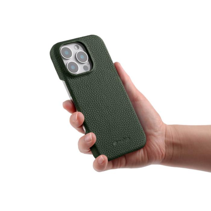 Melkco - MELKCO iPhone 16 Pro Fodral Äkta Läder PC Magsafe - Mörkgrön