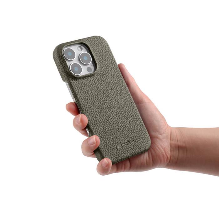 Melkco - MELKCO iPhone 16 Pro Fodral Äkta Läder PC Grå