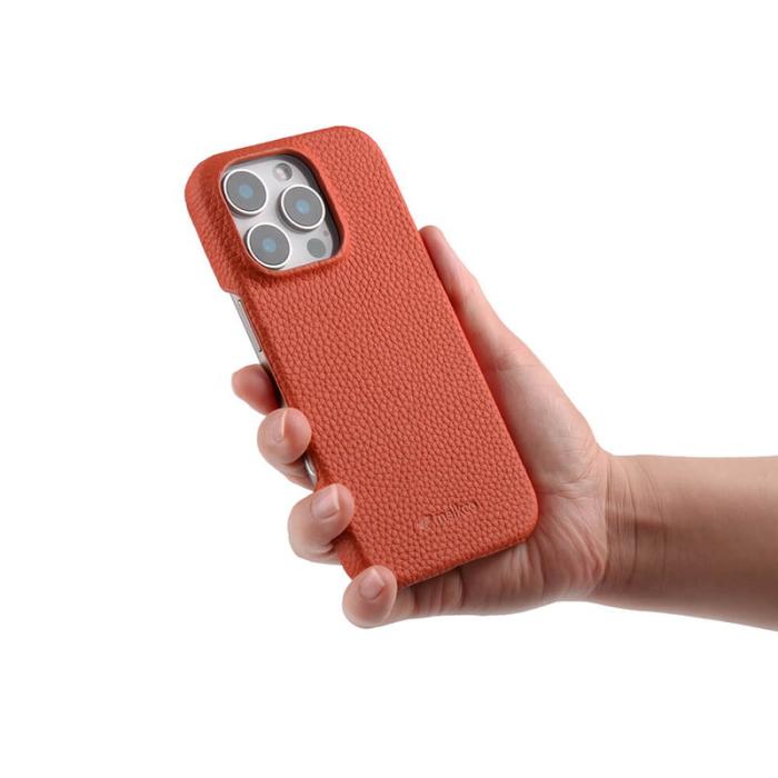 Melkco - MELKCO iPhone 16 Pro Fodral Äkta Läder PC MagSafe - Orange
