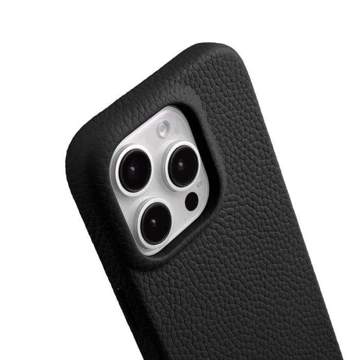 Melkco - MELKCO iPhone 16 Pro Magnetiskt Fodral Äkta Läder PC Svart
