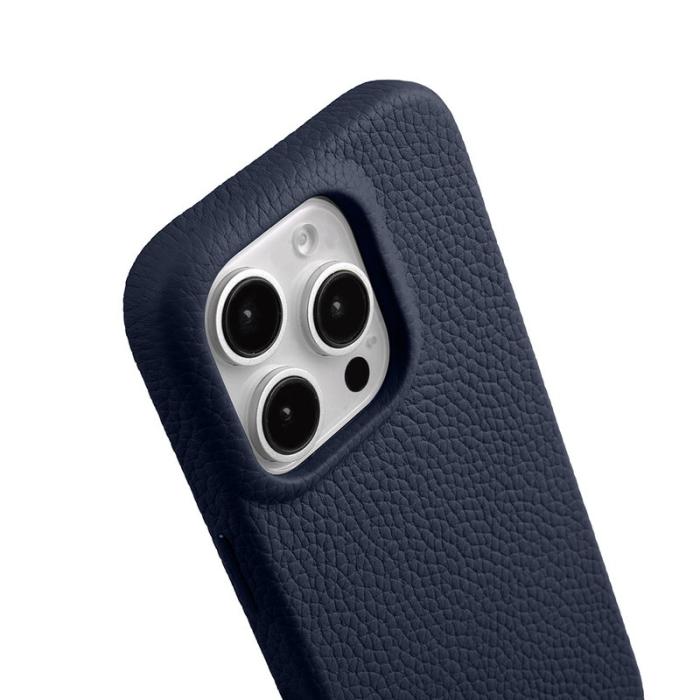 Melkco - MELKCO iPhone 16 Pro Magnetfodral Äkta Läder PC - Mörkblå