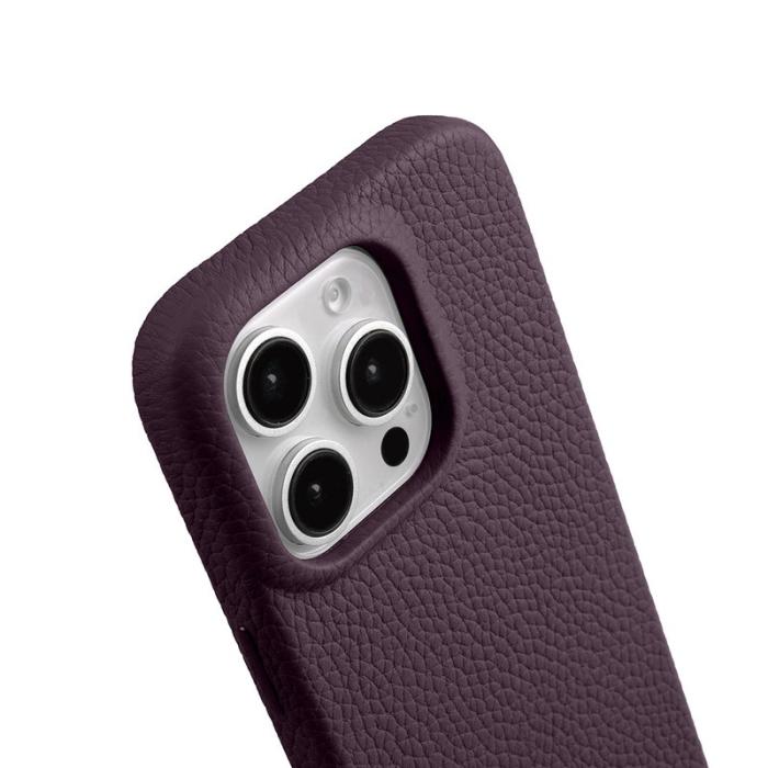 Melkco - MELKCO iPhone 16 Pro Magnetiskt Fodral Äkta Läder PC - Mörklila