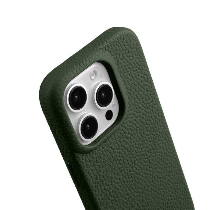 Melkco - MELKCO iPhone 16 Pro Magnetiskt Fodral Äkta Läder PC Grön