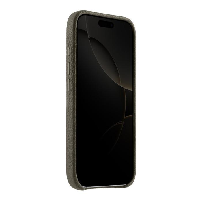 Melkco - MELKCO iPhone 16 Pro Magnetiskt Fodral Äkta Läder PC Grå