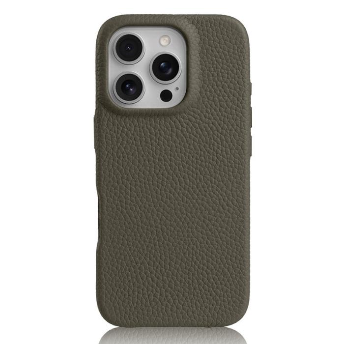 Melkco - MELKCO iPhone 16 Pro Magnetiskt Fodral Äkta Läder PC Grå