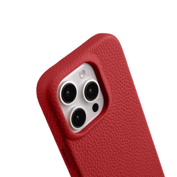 Melkco - MELKCO iPhone 16 Pro Magnetiskt Fodral Äkta Läder PC Röd