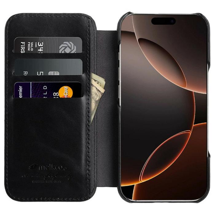Melkco - MELKCO iPhone 16 Pro Max Fodral Äkta Läder Svart