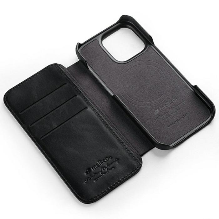 Melkco - MELKCO iPhone 16 Pro Max Fodral Äkta Läder Svart