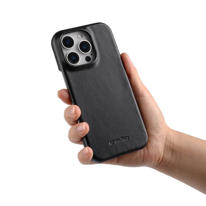 Melkco - MELKCO iPhone 16 Pro Max Fodral Äkta Läder PC - Svart