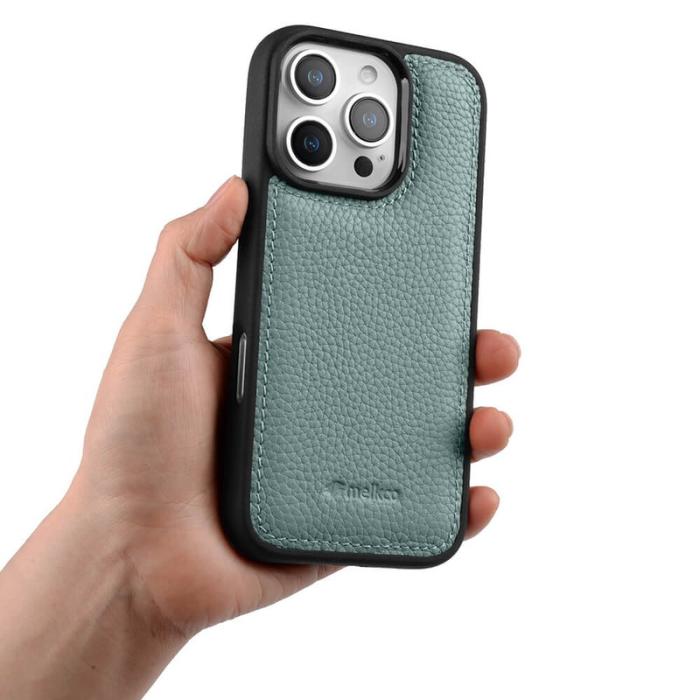 Melkco - MELKCO iPhone 16 Pro Max Fodral Äkta Läder Belagt PC - Blå