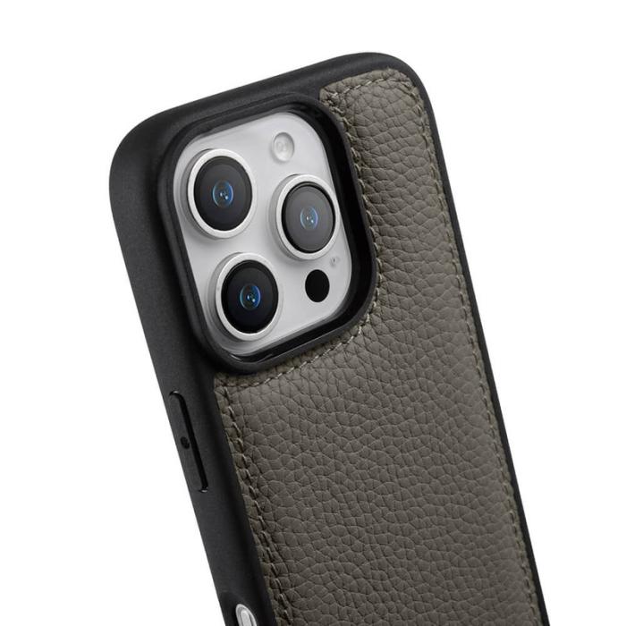 Melkco - MELKCO iPhone 16 Pro Max Fodral Äkta Läder PC Grå