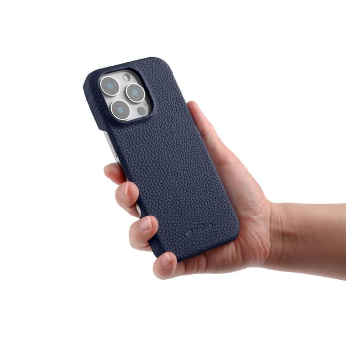 Melkco - MELKCO iPhone 16 Pro Max Fodral Äkta Läder PC Mörkblå
