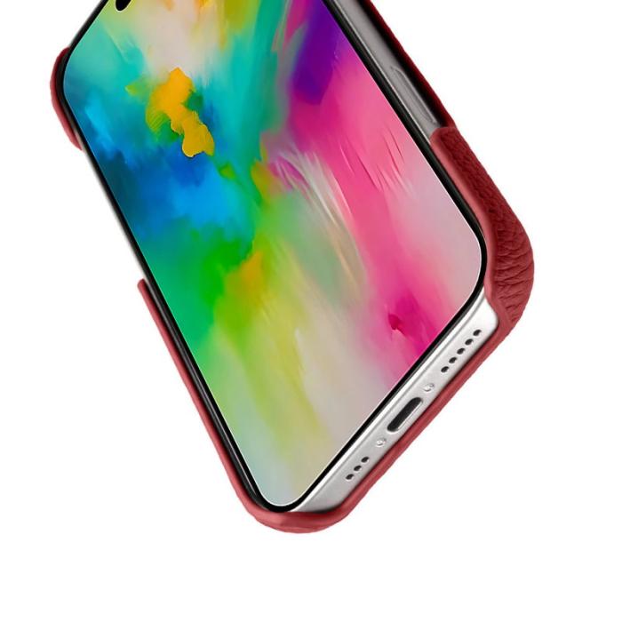 Melkco - MELKCO iPhone 16 Pro Max Fodral Äkta Läder PC Röd