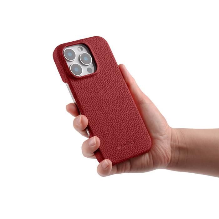 Melkco - MELKCO iPhone 16 Pro Max Fodral Äkta Läder PC Röd