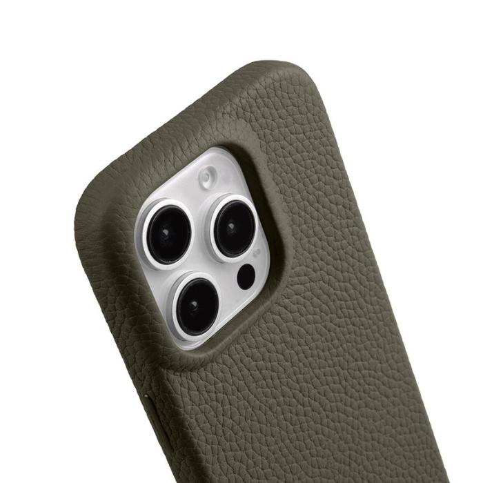 Melkco - MELKCO iPhone 16 Pro Max Magnetiskt Fodral Äkta Läder PC Grå