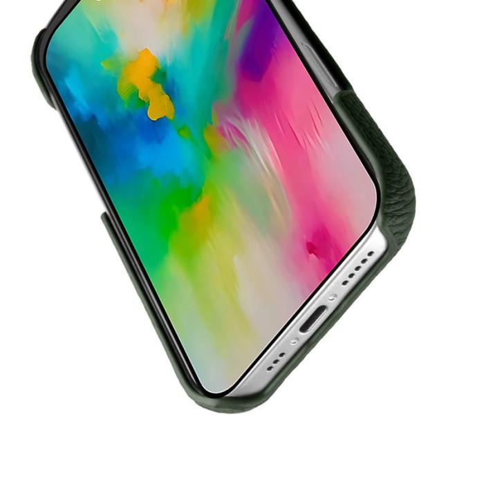 Melkco - MELKCO iPhone 17 Fodral Äkta Läder PC MagSafe Kompatibel - Mörkgrön