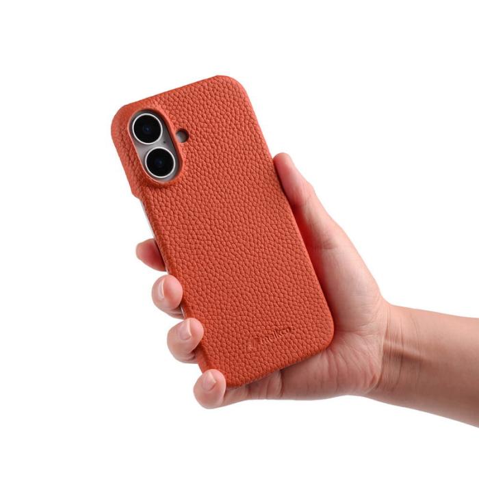 Melkco - MELKCO iPhone 17 Fodral Äkta Läder PC MagSafe Kompatibel Orange