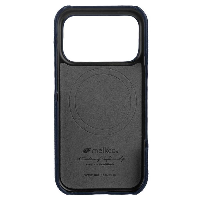 Melkco - MELKCO iPhone 17 Pro Max Fodral Äkta Läder PC Mörkblå