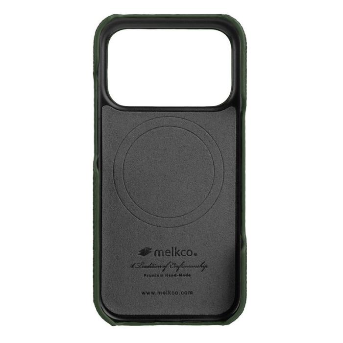 Melkco - MELKCO iPhone 17 Pro Max Fodral Äkta Läder PC Mörkgrön