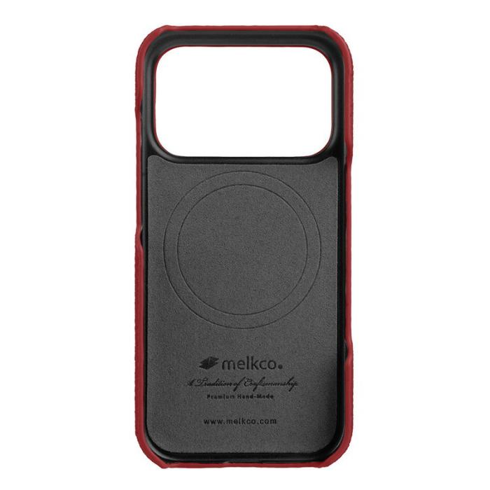 Melkco - MELKCO iPhone 17 Pro Max Fodral Äkta Läder PC Röd