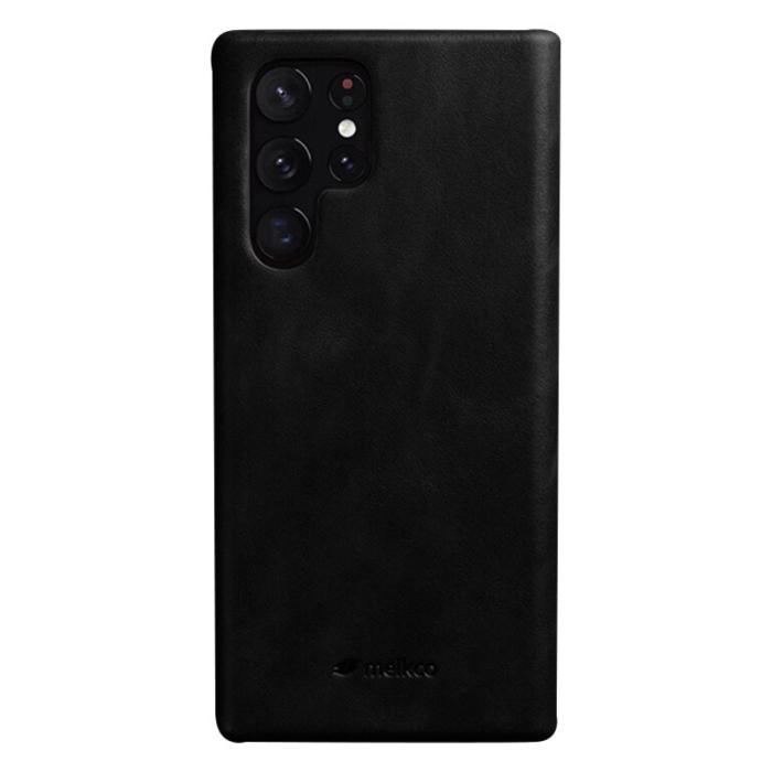 Melkco - MELKCO Samsung Galaxy S22 Ultra 5G Fodral Äkta Läder Svart