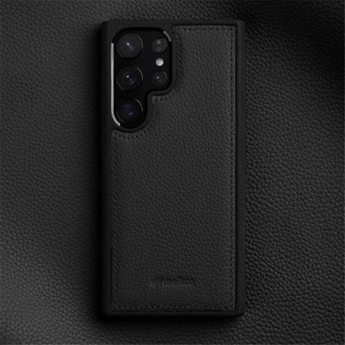 Melkco - MELKCO Samsung Galaxy S23 Ultra Fodral Äkta Läder Svart
