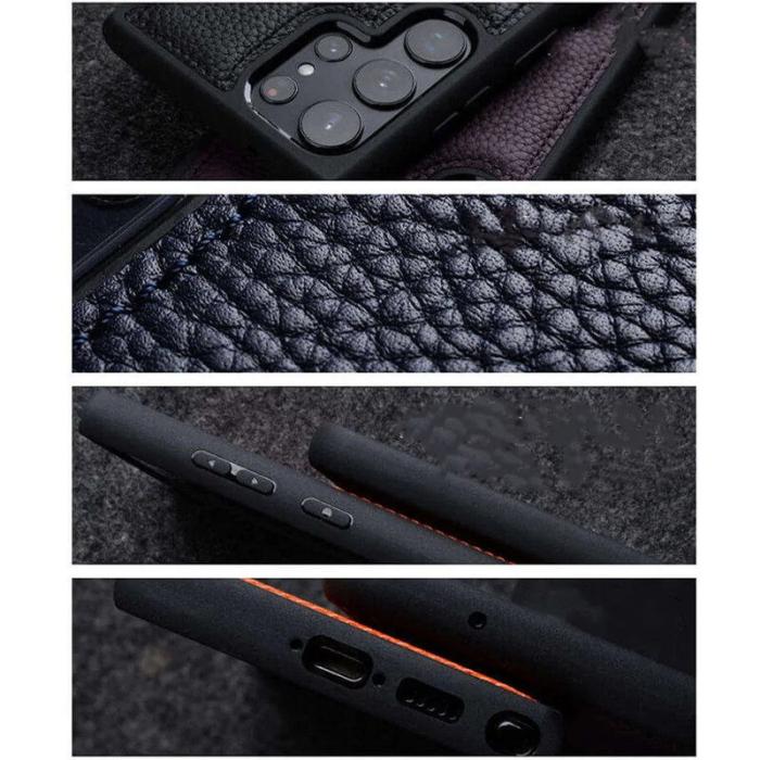 Melkco - MELKCO Samsung Galaxy S23 Ultra Fodral Äkta Läder Svart