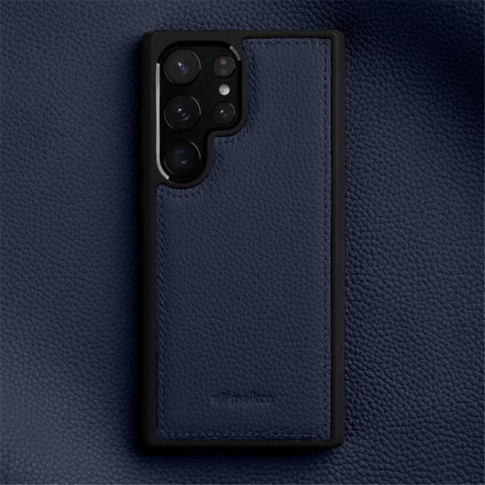 Melkco - MELKCO Samsung Galaxy S23 Ultra Fodral Äkta Läder Hård PC - Mörkblå