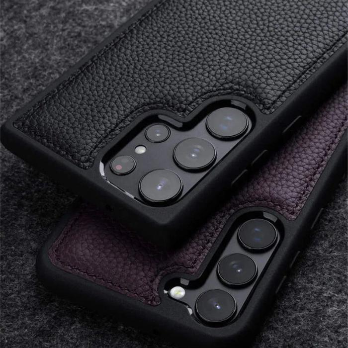 Melkco - MELKCO Samsung Galaxy S23 Ultra Fodral Äkta Läder Hård PC - Mörkblå