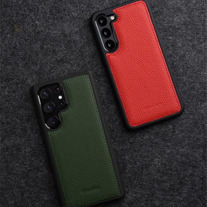 Melkco - MELKCO Samsung Galaxy S23 Ultra Fodral Äkta Läder Hård PC Grå