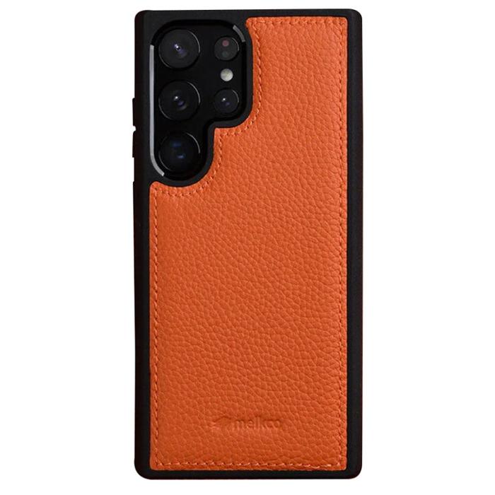 Melkco - MELKCO Samsung Galaxy S23 Ultra Fodral Äkta Läder Hård PC Orange