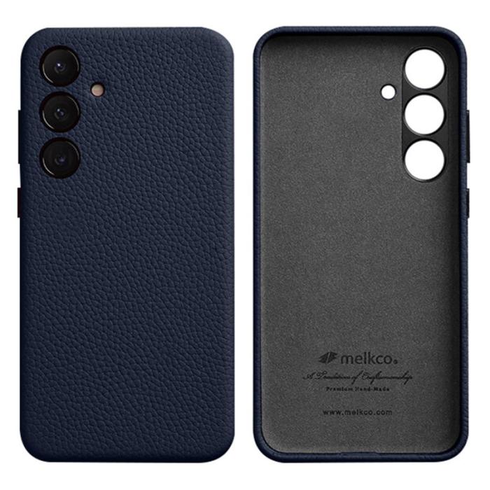 Melkco - MELKCO Samsung Galaxy S24 Skal Äkta Läder + PC - Mörkblå