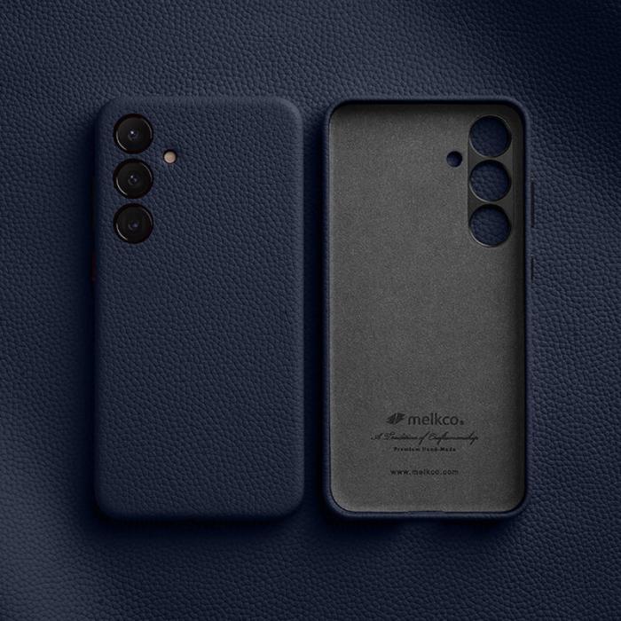 Melkco - MELKCO Samsung Galaxy S24 Skal Äkta Läder + PC - Mörkblå