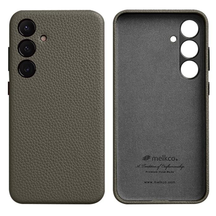 Melkco - MELKCO Samsung Galaxy S24 Skal Äkta Läder + PC - Grå