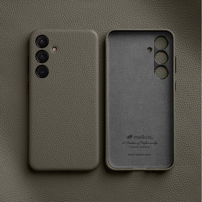 Melkco - MELKCO Samsung Galaxy S24 Skal Äkta Läder + PC - Grå