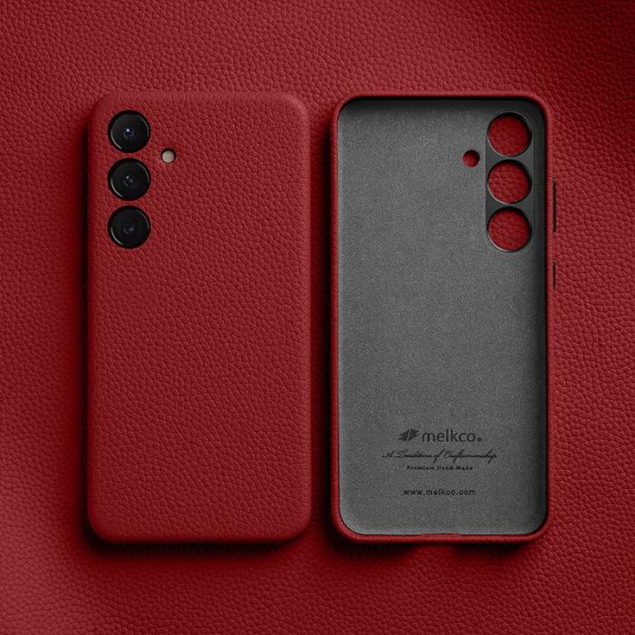 Melkco - MELKCO Samsung Galaxy S24 Skal Äkta Läder + PC - Röd