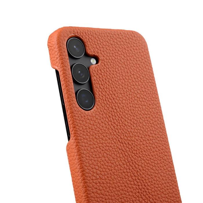 Melkco - MELKCO Samsung Galaxy S24 Plus Fodral Äkta Läder + PC - Orange