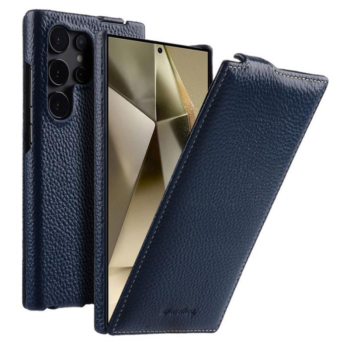 Melkco - MELKCO Samsung Galaxy S24 Ultra Fodral Äkta Läder Mörkblå