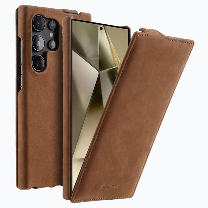 Melkco - MELKCO Samsung Galaxy S24 Ultra Fodral Äkta Läder Matt Brun