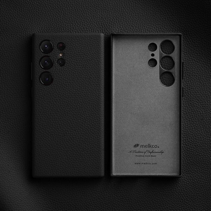 Melkco - MELKCO Samsung Galaxy S24 Ultra Skal Äkta Läder + PC - Svart