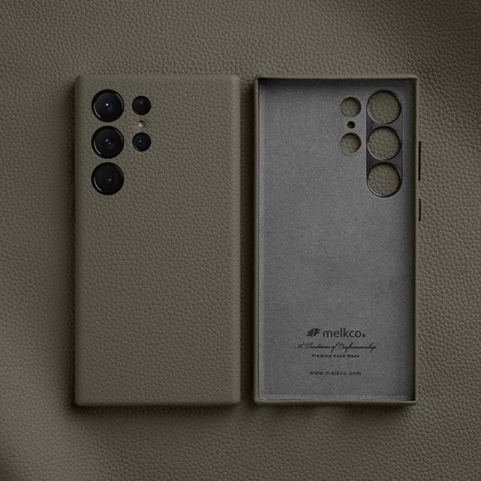 Melkco - MELKCO Samsung Galaxy S24 Ultra Fodral Äkta Läder + PC - Grå