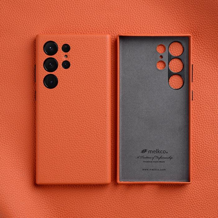 Melkco - MELKCO Samsung Galaxy S24 Ultra Fodral Äkta Läder + PC - Orange