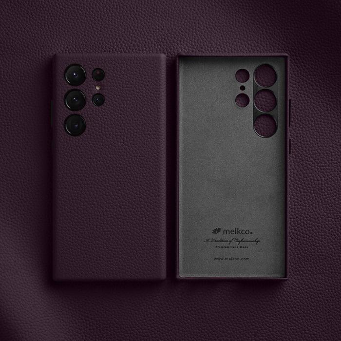 Melkco - MELKCO Samsung Galaxy S24 Ultra Fodral Äkta Läder + PC Lila